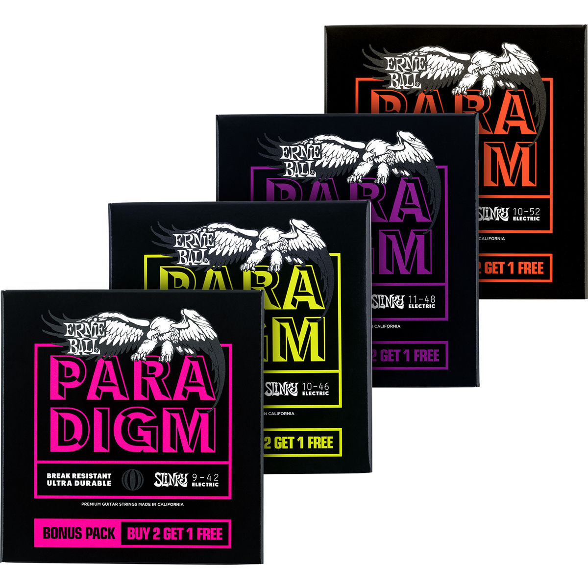 Ernie Ball Paradigm Electric Guitar Strings Buy-2-Get-1-Free 3-Pack by ...