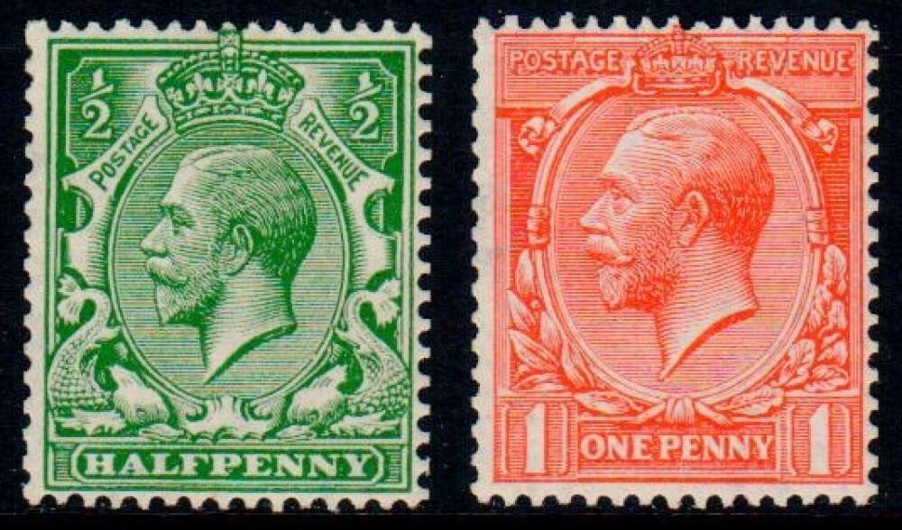 1913 Multiple Cypher ½d bright green & 1d dull scarlet (66716)