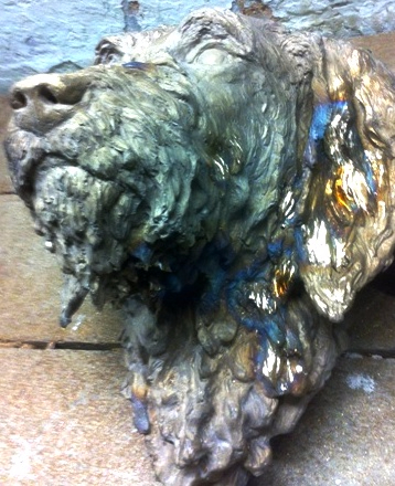 Bronze dog portrait sculpture  near finish