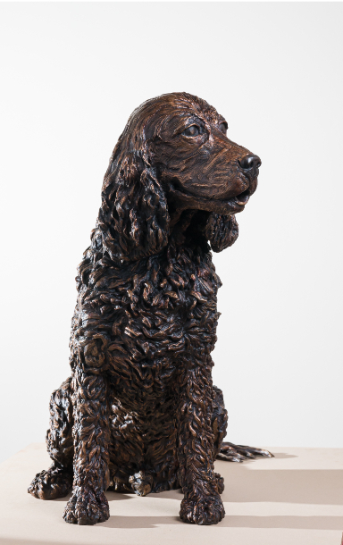 Bronze dog sculpture portrait by Joel