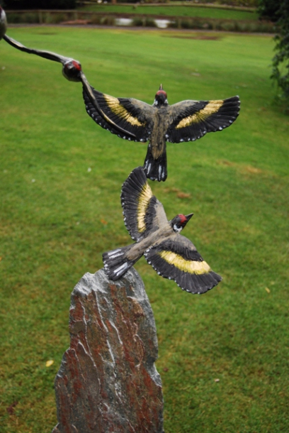 Bronze Goldfinches on Cumberland Slate by  JOEL
