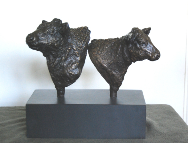 Bronze Hereford Bull and Cow