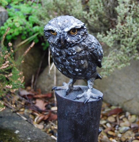  Bronze Little Owl front, Sculptress JOEL
