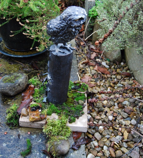  Bronze Little Owl side & moss, Sculptress JOEL
