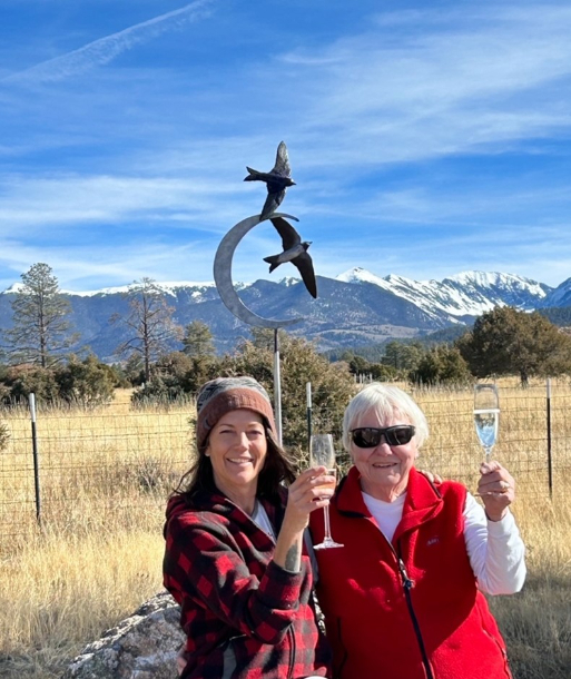 Clients in UAS with commission sculpture