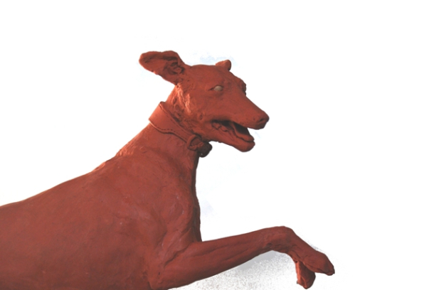 Close up of Carlos head in clay