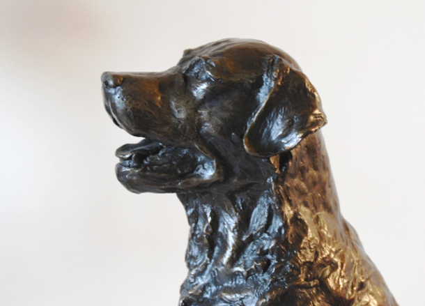Close up of Happy Friend Labrador Dog Sculpture