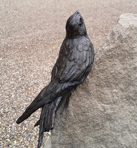 Close up on Young Swift Bronze by Sculptress JOEL