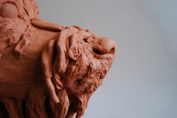 Continued development of hair of Milo Dog clay