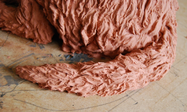 Continued development of hair of Milo Dog clay