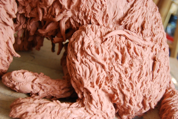 Continued development of hair of Milo Dog clay