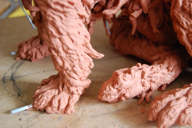 Continued development of hair of Milo Dog clay
