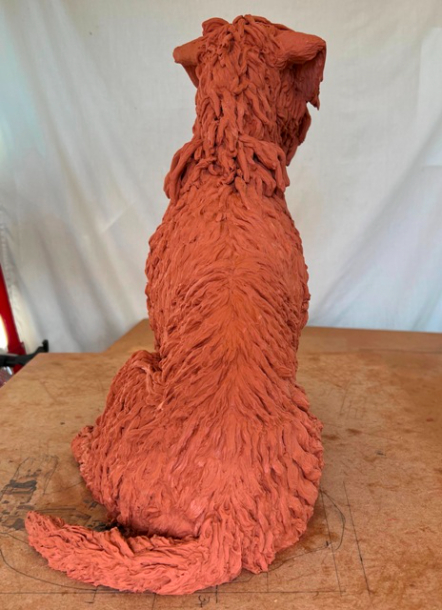 Dog portrait sculpture commission clay by JOEL