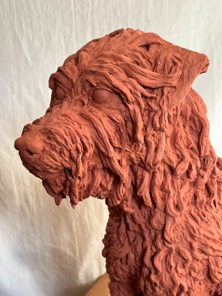 Dog Portrait sculpture in progress by JOEL