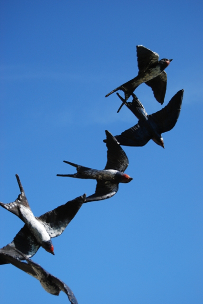 Five Bronze Swallows by Sculptress JOEL