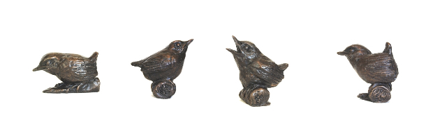 Four of the Wren babies Bronze by JOEL
