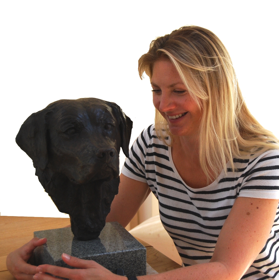Happy Client & Portrait Sculpture by JOEL