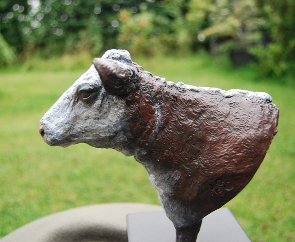 Hereford Cow head sculpture in Bronze