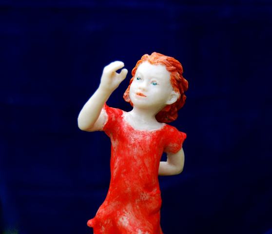 Hope figurine in red colour trial close up by JOEL