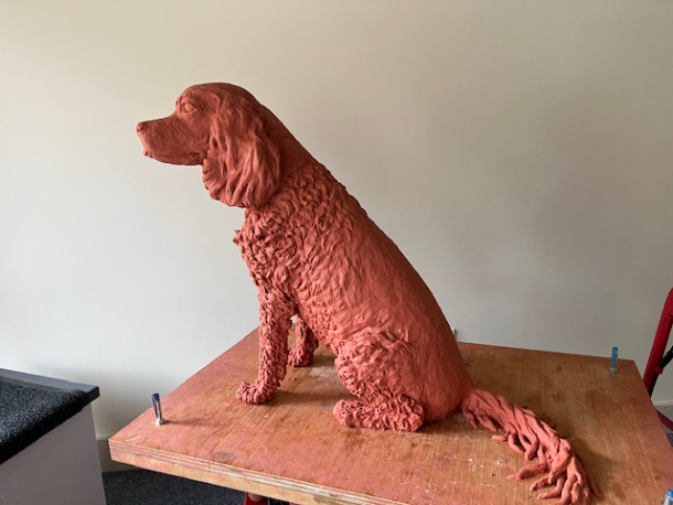 Jasper clay statue mouth slight open