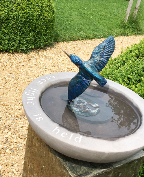 Kingfisher Bronze Startling Bird Birdbath by JOEL