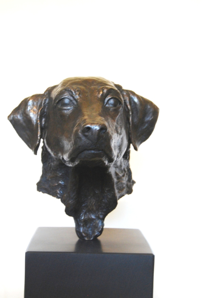 Labrador Pal Sculpture Portrait Bronze by JOEL