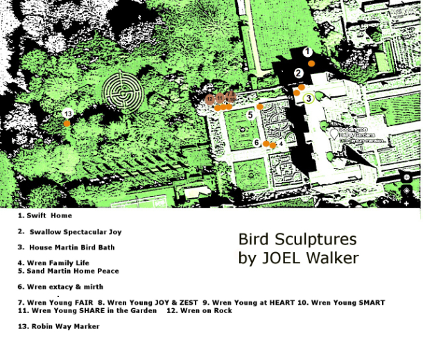 Map of JOEL Walker's Sculptures at Doddington Hall