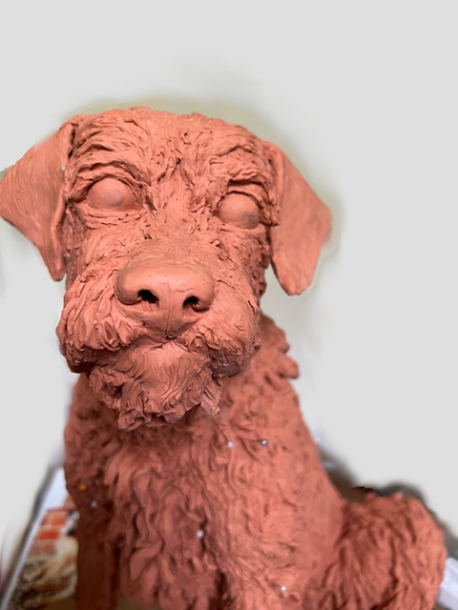 Millie dog sculpture by JOEL in progress 1
