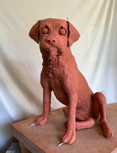 Millie Dog Statue progress - the pose