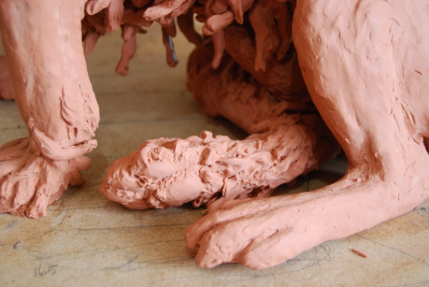 Milo dog sculpture clay stages