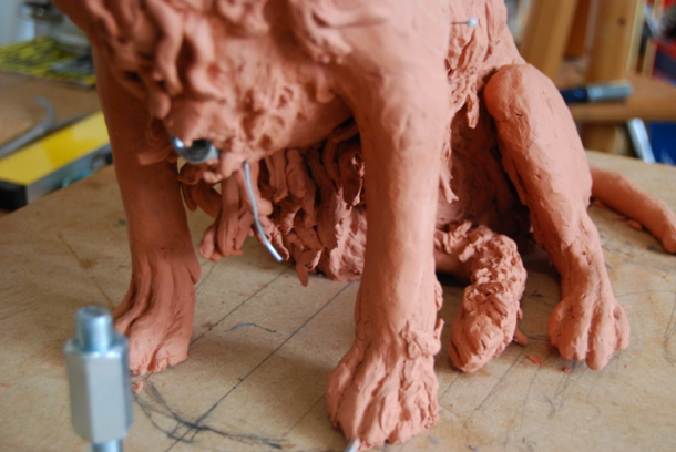 Milo dog sculpture clay stages