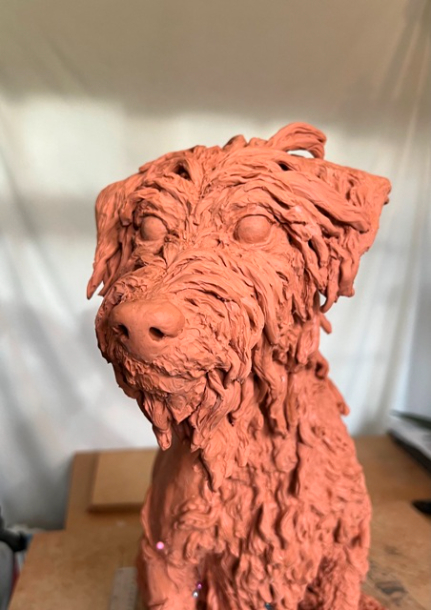 Milo dog sculpture portrait development by JOEL