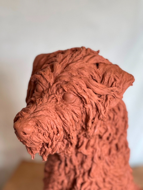 Milo dog statue in Clay the development of Mane 8