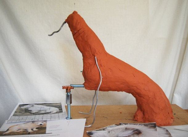 Milo Dog Statue in Progress