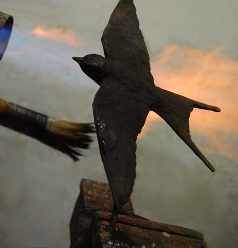 Patination of bird bronze by JOEL