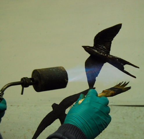 Patination of bird bronze by JOEL