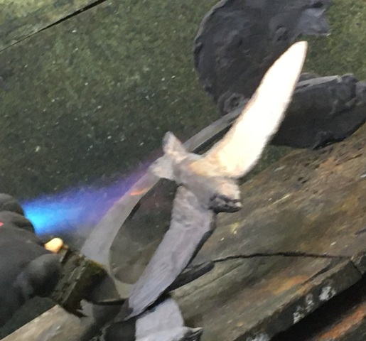 Patination process of bronze sculpture