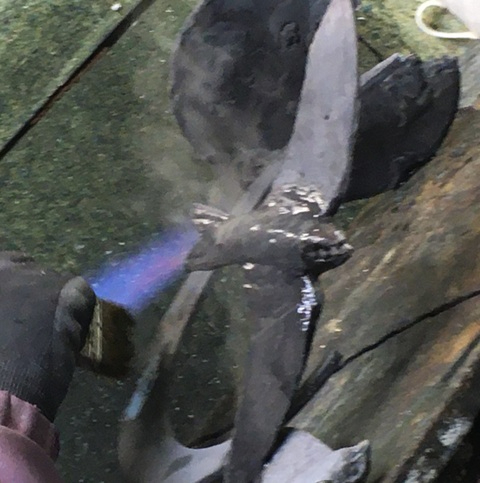Patination process of bronze sculpture