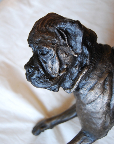 Portrait Head of Dog in Bronze