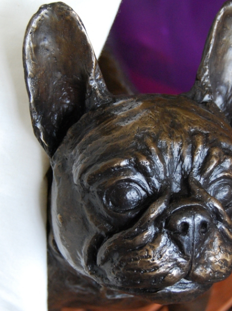 Precious Dog bronze close up of head by JOEL