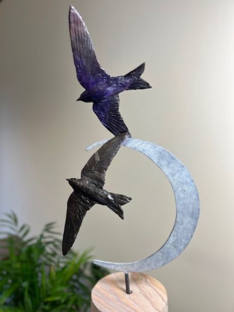Purple Martin bird sculpture by Sculptress Joel
