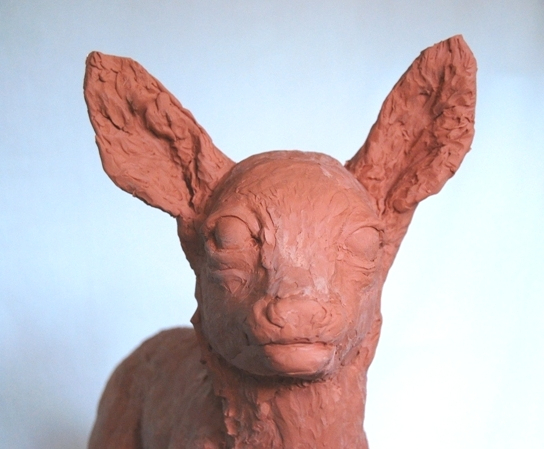 Roe Deer Fawn Hope Sculpture face close upby JOEL 