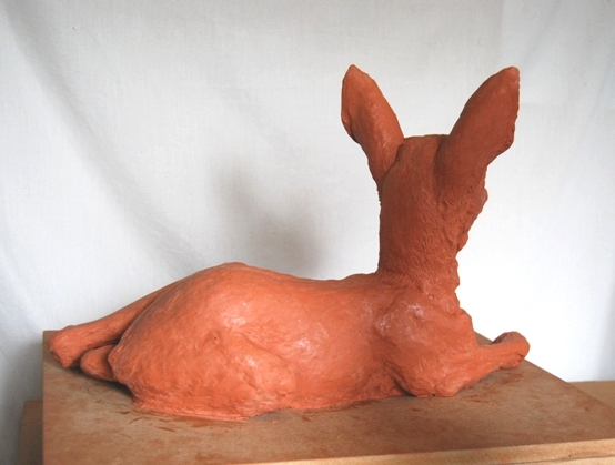 Roe Deer Fawn Peace sculpture rear view