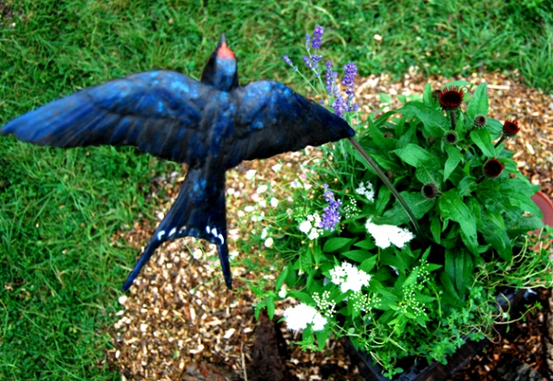 Swallow Flight bronze with colour by JOEL