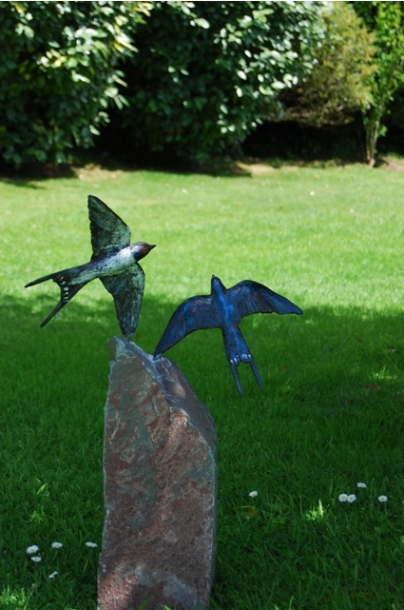 Swallow Pair Summer Flight Bronze by JOEL
