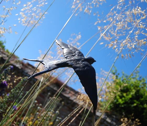 Swallow Single Flight in the grass by JOEL