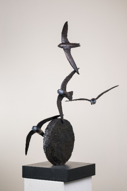 Swift Bronze Bird Sculpture by JOEL front view