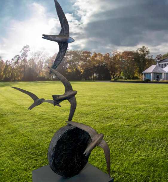 Swift Bronze Bird Sculpture by JOEL Garden Vista