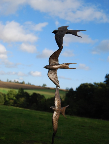 Three Bronze Swallows by Sculptress JOEL