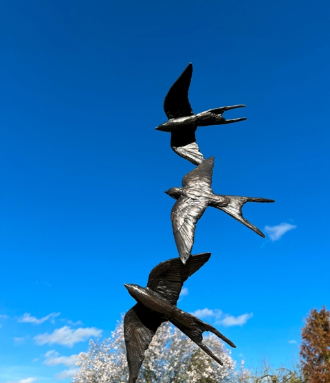 Three Swallow Flight against the Sky by JOEL